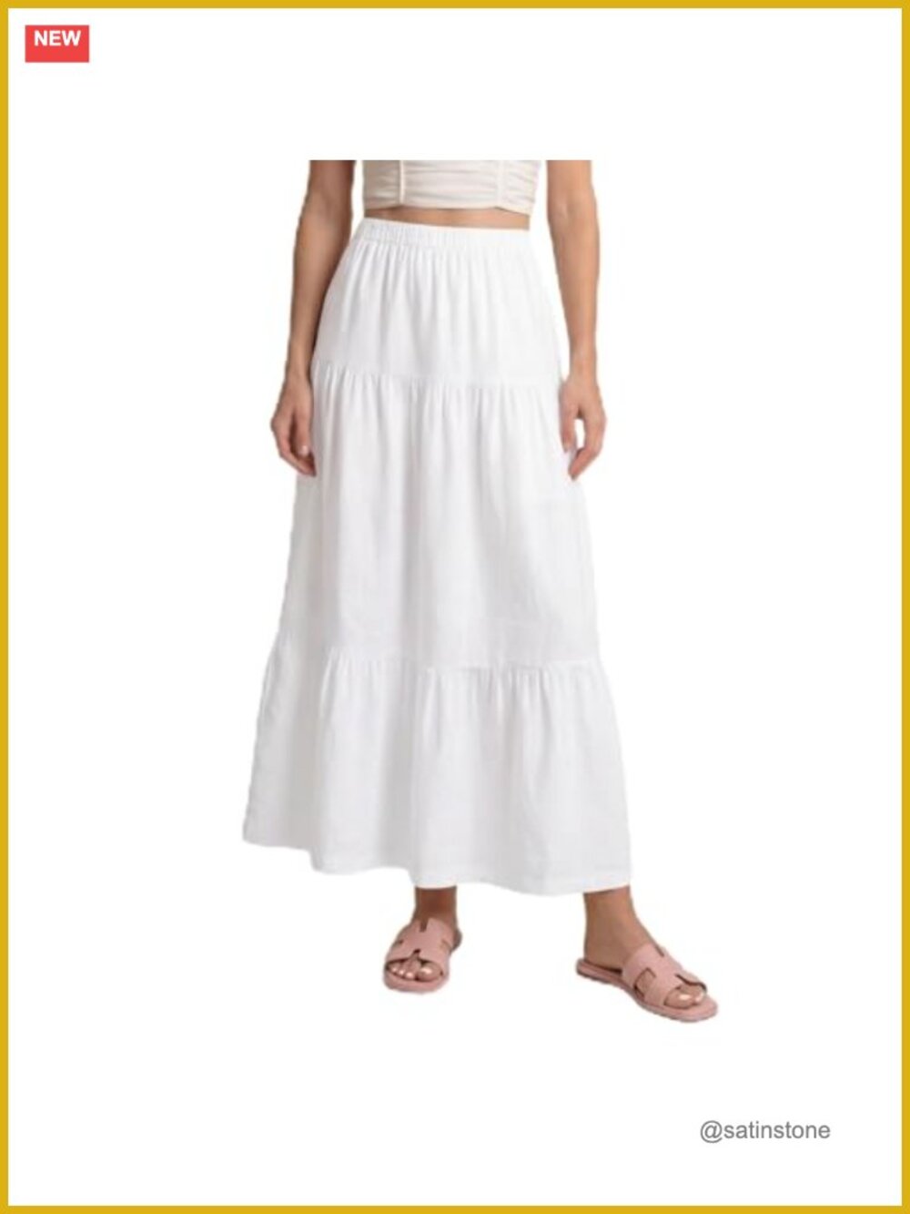 Linen Blend High Waisted Maxi A-Line Skirt with Pockets